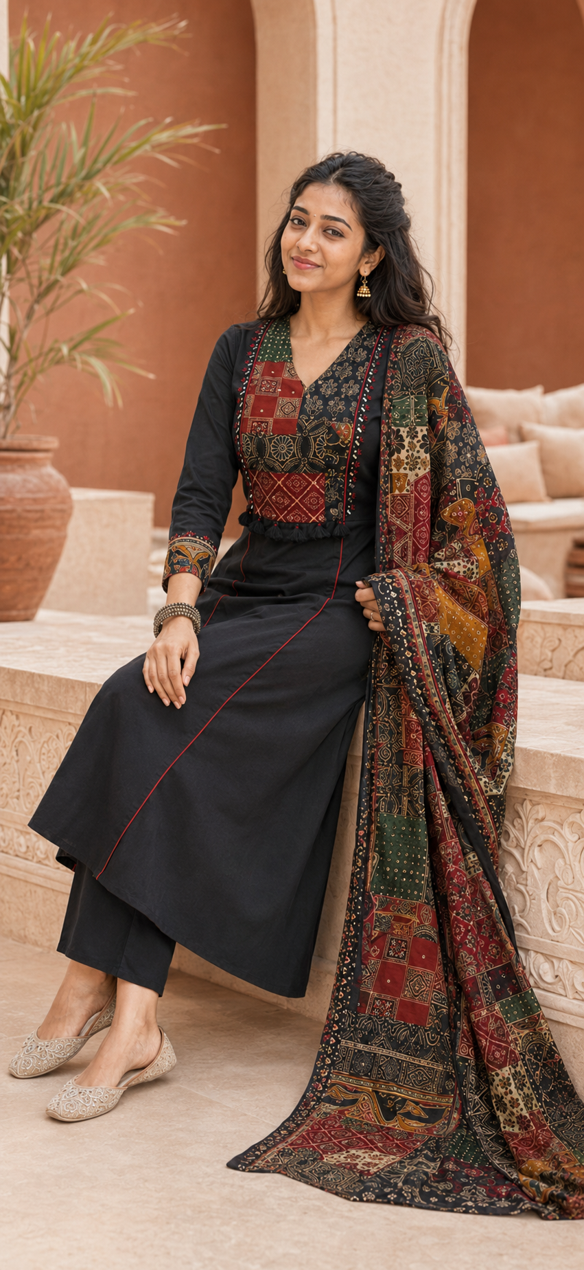 ZHURI premium black chudithar set