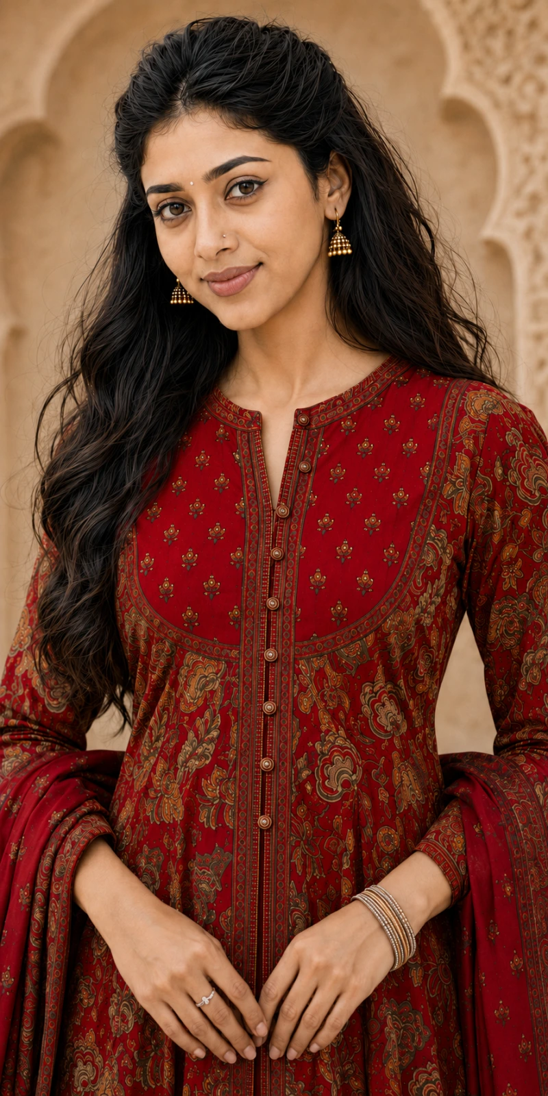 Nayra Red Sequin Chudithar Set