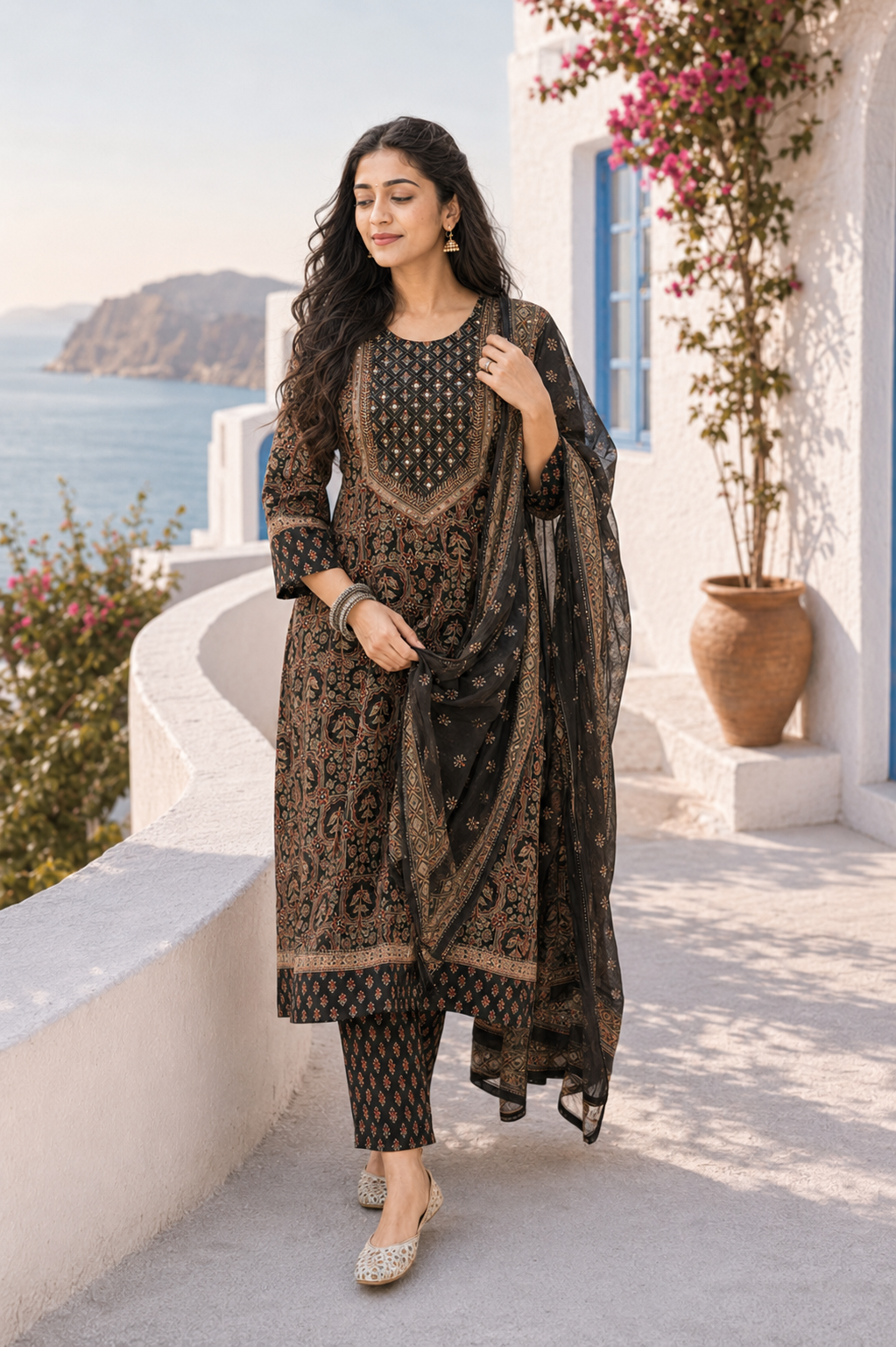ZHURI Black 3 Piece Chudithar Set